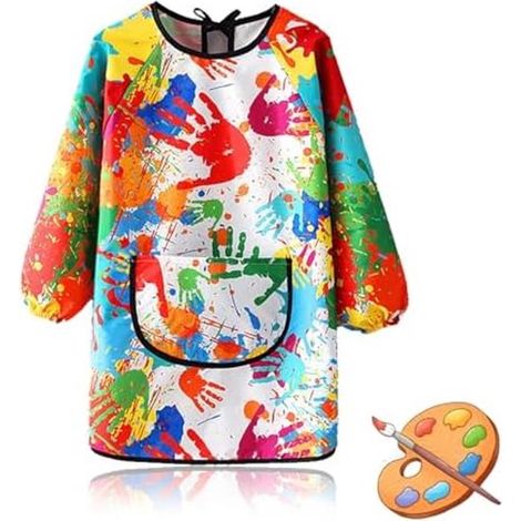 Kinder-Malschürze Jungenschürze mit Taschen langärmelige Schürze für 5-Jährige wasserdichte Küchenschürze für Babys wasserdichtes Gartenlätzchen (1/5)
