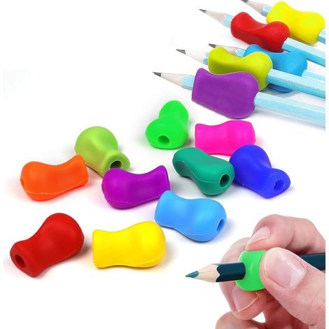 Lot de 20 manchons pour crayons, prise en main facile, porte-crayons en silicone, pour adultes, enfants et étudiants, correcteur de posture ergonomique (coloré). (1/5)