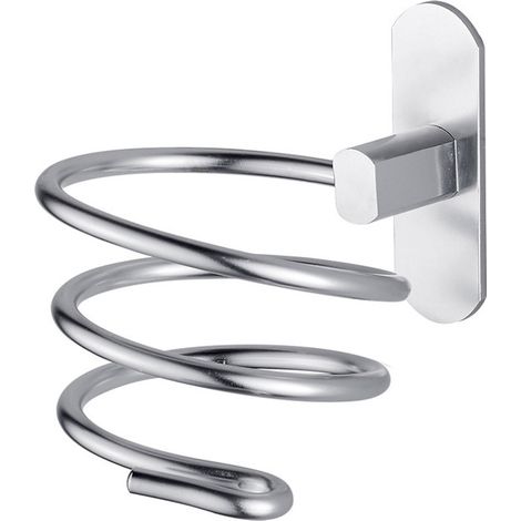 Hairdryer Stand Silver Stainless Steel Bathroom Hairdryer Stand Toilet, No Punching Hairdryer Stand (1/3)
