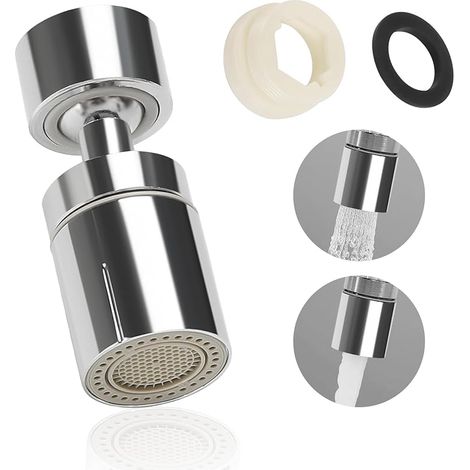 Embout De Robinet Pivotant à 360 °, Aérateur Double Fonction avec 2 Modes, Mousseur Robinet Economie Eau pour Robinet pour éviers De Cuisine Salle De Bain Lavabo avec Embout M22 à M24