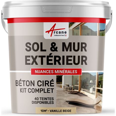 BETON CIRÉ: KIT KUNSTHARZ-BETONBESCHICHTUNG FÜR DRAUSSEN - Böden, Wände, Terrassen, Balkone, Treppen - Vanille-Beige - kit 10 m2 (2 couches)