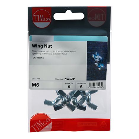 TIMCO Wing Nuts Silver - M6