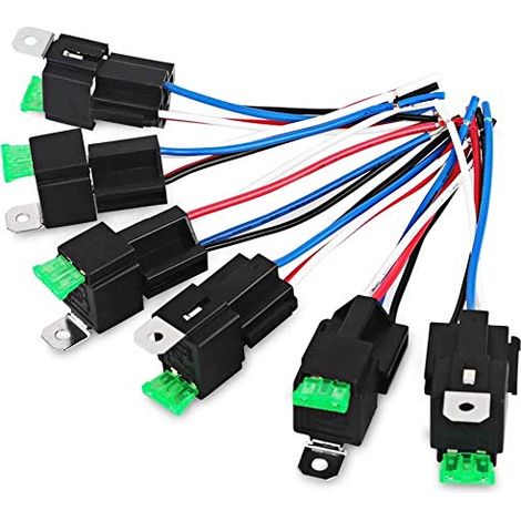 6Pcs 24V 30A Fusible Relais Commutateur Faisceau Lame Fusible, 4 Broches SPST Automobile Relais Électriques avec Heavy Duty 14 AWG Fils (1/5)