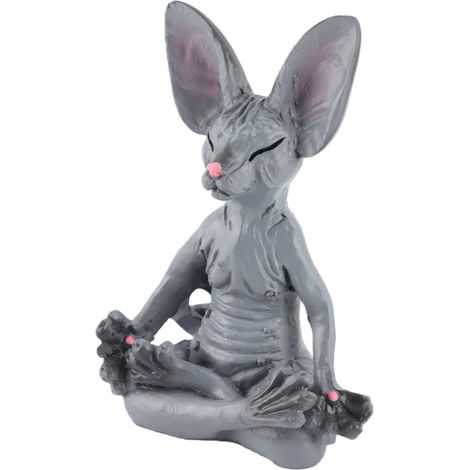 Statue de Chat Méditation - Resin Statuette Yoga Pose Sphynx Gris - Decoration Maison Bureau Livres 84cm (1/4)