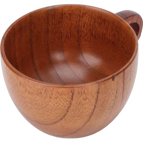 Tasse à café en bois naturel avec poignée, gobelet en jujubier à fond plat, tasse créative en bois massif (1/5)