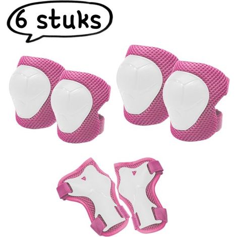 Ensemble de 6 - Protection enfant pour skateboard - Protège-genoux pour vélos et équipement de protection pour patins - Protection enfant pour draisiennes et patins à roulettes - Âge 3-8 - Rose (1/5)