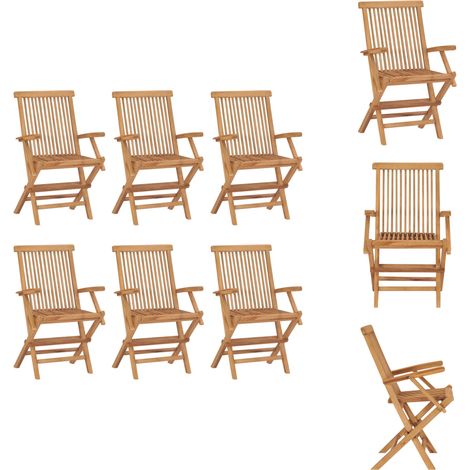 Klappbare Gartenstühle 6 Stk. Massivholz Teak - Gartenstühle - Teakholzmöbel - Outdoormöbel - Balkonmöbel - Terrassenmöbel (1/5)