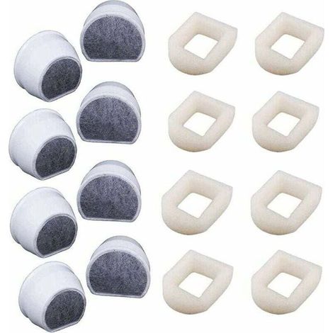 Lot de 16 Préfiltres en Mousse et Filtre à Carbone Compatible avec PetSafe Drinkwell Fountain INOX 360 Avalon Pagoda Seascape et Sedona Fontaines, Filtre pour Fontaine à Eau Chat Chien (1/5)