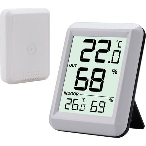 Termometro per interni ed esterni, termometro intelligente con sensore esterno wireless, termometro e igrometro digitale con ampio schermo LCD, commutazione ℃/℉, per ufficio, casa, camera da letto