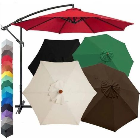 Housse de Rechange pour Parasol 8 Baleines,Toile de Remplacement Parasol,diamètre 3m / Ronde Toile (Rouge) (1/5)