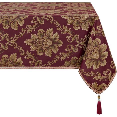 Nappe à franges 140x240cm Bordeaux pour table à manger & fête