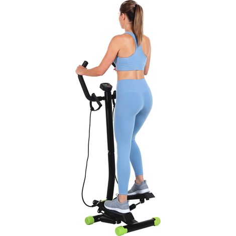 HOMCOM Stepper con Manubrio Professionale e Corde per Allenamento a Casa, Nero