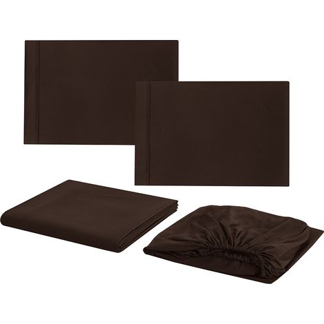 Draps De Lit - Ensemble De Literie En Microfibre - Taille Reine - Poche Profonde - 4 Pièces (1/5)