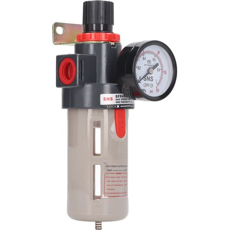 Wiederverwendbares pneumatisches Luftfilterset G1/2, einstellbar bis 1,0 MPa, mit Öl-/Wasserabscheider und Manometer. (1/5)