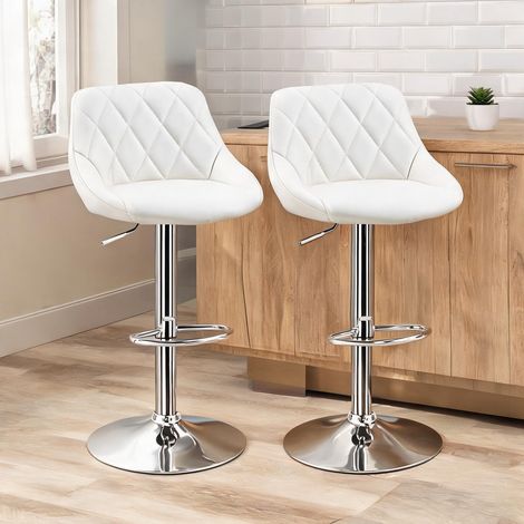 Tabouret de bar bianco en finta pelle PU Metallo 46 x 48 x 104 cm (1/5)
