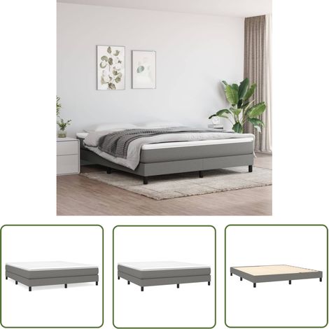 The Living Store Cadre de lit sans matelas gris foncé 160x200 cm tissu - Cadre De Lit - Lit Double - Lit Gris - Lit Design - Literie (1/5)