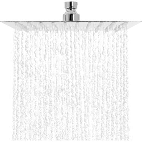 8 Pouces Pommeau de Douche Pluie Carré,304 Inox Ultra-Mince Haute Pression Douche Economie deau Tête,Économiseurd'Eau Buses Silicone Rotation 360°Fixation Murale Chrome (1/5)