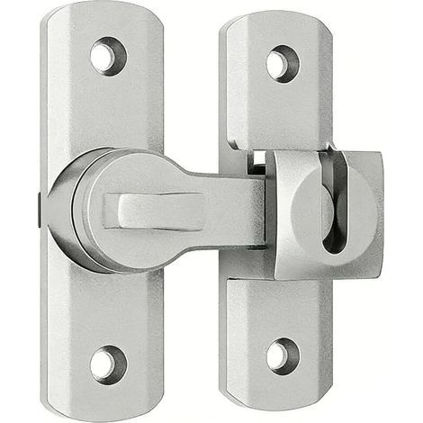 Serrure Porte Coulissante Argenté 90/180 Degrés Verrou Porte Interieure Loquet Porte Exterieur Fermeture Porte Coulissante Alliage Zinc Antivol pour Fenêtres Armoires Cuisines 1 Pièce