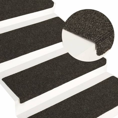INLIFE Tapis d'escalier 15 pcs Tissu aiguilleté 65x25 cm Gris (1/5)