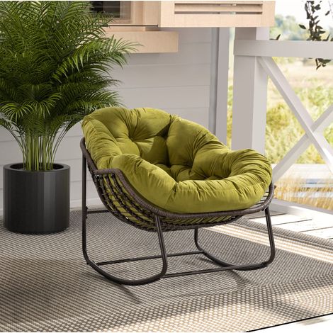 Fauteuil à bascule de jardin en acier olive OKMYHOME (1/5)