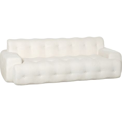 HOMCOM sofá 3 plazas 211 cm, sofá de chenilla sin armazón, asiento profundo y ancho, acolchado grueso, reposabrazos anchos, no requiere montaje, crema (1/5)