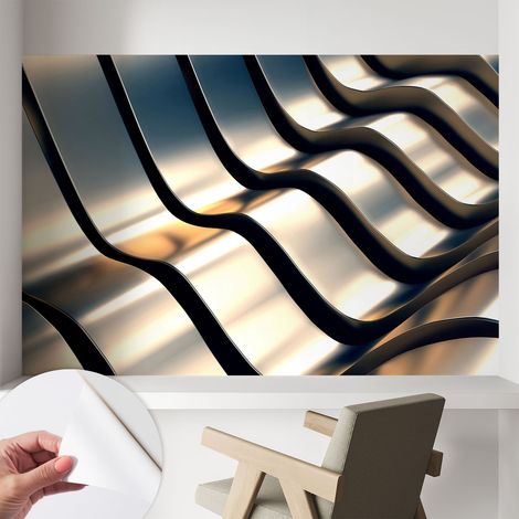 Papier peint autocollant adhésif avec motifs pour salon et chambre accessoire stylé pour votre intérieur Vagues métalliques 104x70 cm (1/5)