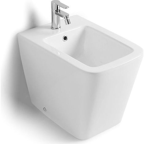 Sanitärkeramik- Bidet,Glänzend Weiß, Bodenstehend  Rock