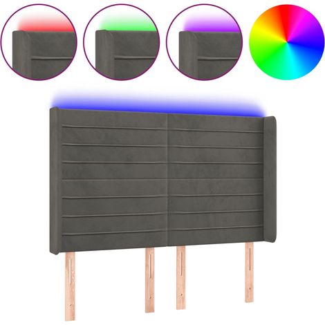 Maison Exclusive - Testiera a LED Grigio Scuro 147x16x118/128cm in Velluto