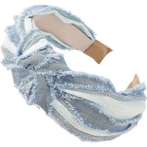 Bandeau en jean pour femme, nœud large, serre-tête à large bord, style rétro, idéal pour les fêtes et les coiffures du quotidien.-A