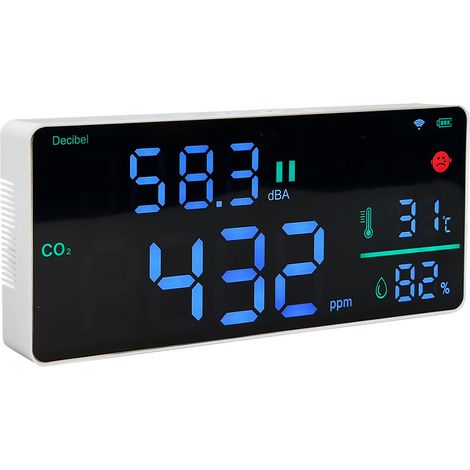CO2-Monitor 11 Zoll 4-in-1 Digitales Schallpegelmessgerät Thermometer Hygrometer Wandmontage-Tester (1/5)