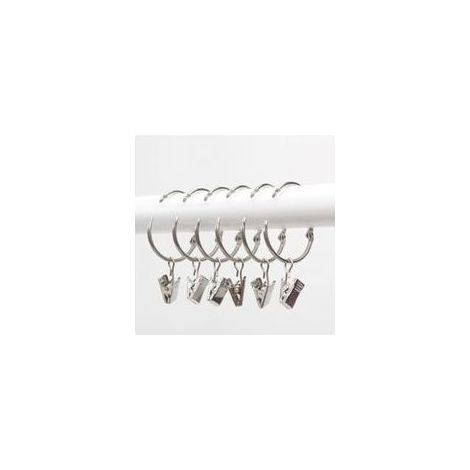Anneaux à pince pour rideaux – 20 pièces, diamètre intérieur 40 mm, acier inoxydable 304 argenté, antirouille, ouverture facile (1/5)