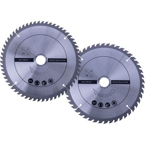 Scheppach Lames de scie circulaire HW - 254 x 30 x 2,8 mm - 48 et 60 dents - max 5700 tr/min - 2 pièces