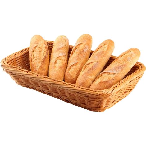 Panier de Service Rectangulaire Corbeille a Pain en Poly Osier Panier a Pain Corbeille a Fruit Osier Convient aux Restaurants, Aux Magasins de Fruits et aux Boulangeries - Marron (30207cm)