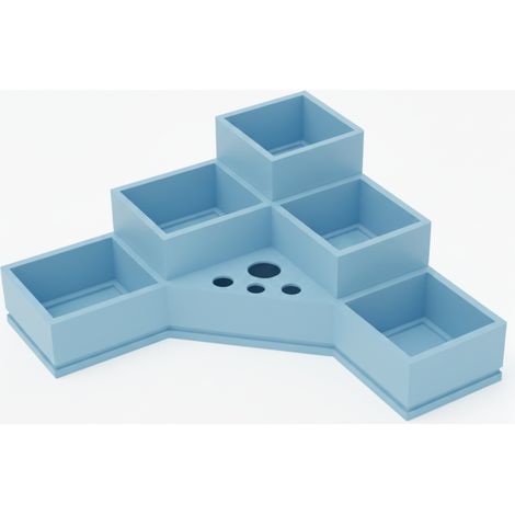 Blauer Badezimmer-Organizer für Kosmetikartikel und Zahnbürsten, 5 Fächer, 4 Löcher (1/3)