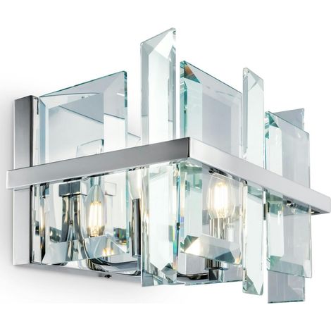 Applique murale moderne en verre forme cube 2 ampoules MODENE (1/3)