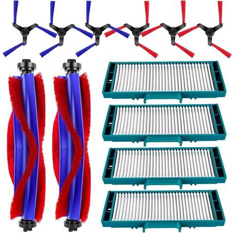 Lot de 12 pièces de rechange pour aspirateur Dyson Spot+ Scrub AI Wet and Dry, kit d'accessoires avec 2 brosses en caoutchouc, 4 filtres HEPA, 6 brosses latérales (1/4)