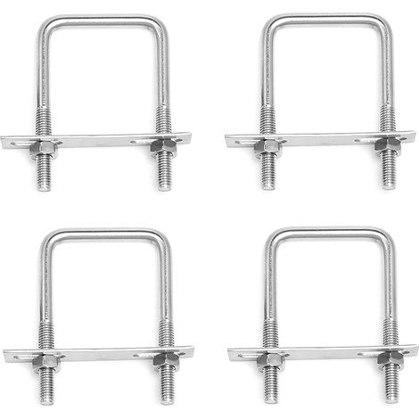 4 Pièces Acier Inoxydable Boulons En U M8 x 60 mm x 120 mm Boulon Carré en U Avec Écrous et Plaque De Cadre Boulons de Serrage Fixation pour Fixation Tuyaus (1/5)