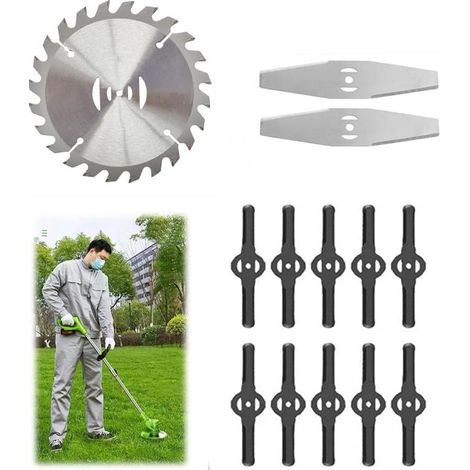 Set of 14 stainless steel blades for string trimmers – Sharp edges for efficient cutting – Cordless brush cutter accessories (1/5)