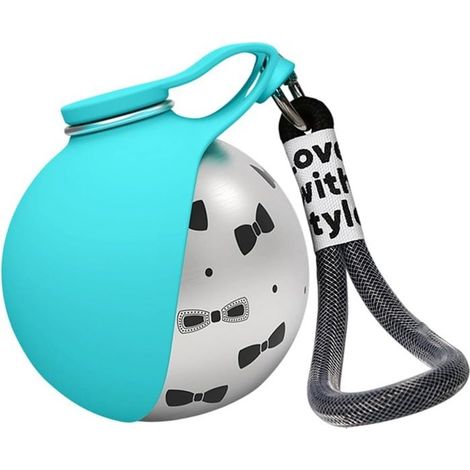 Bouteille d'eau pour chien 2-en-1 – HAWUJ – en acier inoxydable 304 avec bol pliable – pour promenade, voyage – bleu (1/5)