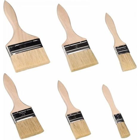 Pinceaux Peinture Mur,Pinceau Plat, Pinceaux 6 Pièces, Pinceaux Professionnels Manche en Bois Peinture Brosses Pinceaux de Poils Naturels Adapté Aux Murs, Aux Meubles, Aux Volets (1/5)