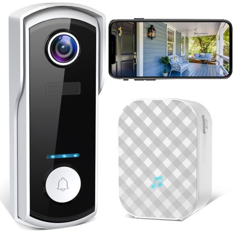 2K 3MP Wireless Doorbell with Camera, Waterproof Outdoor Wireless Doorbell, 128GB Memory Card, Motion Detection, Siren, Night Vision, Two-Way Audio, IP65