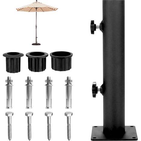 Tubes de parasol de jardin de 58 mm, support de manchon de parasol réglable, manchon de support de parasol avec 3 manchons de support de parasol, avec 8 vis (1/5)