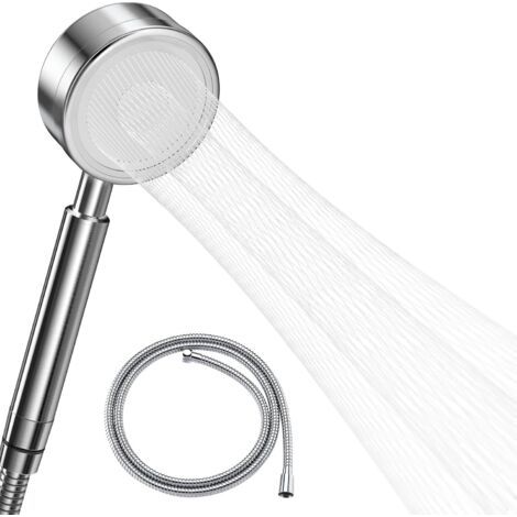 Soffione doccia ad alta pressione con tubo flessibile da 1,5 m, in acciaio inox 304, per bagno, risparmio idrico, facile installazione - getto a forma di vita