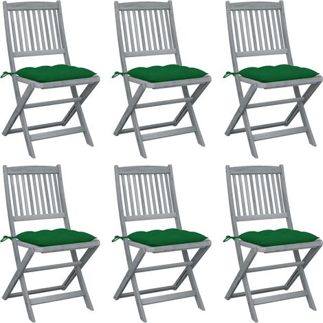 Klappbare Gartenstühle 6 Stk. mit Kissen Massivholz Akazie (1/5)
