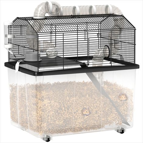 Cage pour rongeur Cage pour hamster 2 niveaux avec tubes 58 x (1/5)
