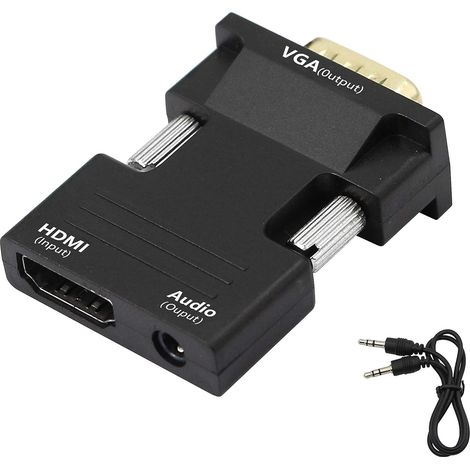 Adaptateur HDMI vers VGA avec Audio 1080P HDMI Femelle VGA mâle Adaptateur convertisseur 3,5 mm Câble Audio pour Memory Roku, Ordinateur Portable, PC, projecteur, TV, Moniteur et Plus (1/5)