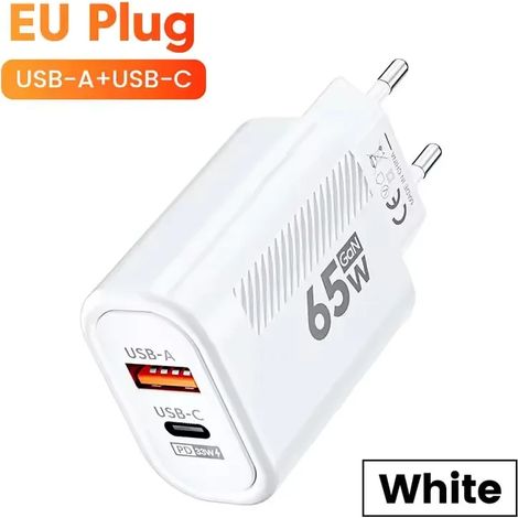 Chargeur rapide USB-C PD GaN 65 W pour iPhone 15, Samsung, Xiaomi et Huawei. Compatible avec iPhone 15, Samsung, Huawei et autres appareils mobiles. (1/5)