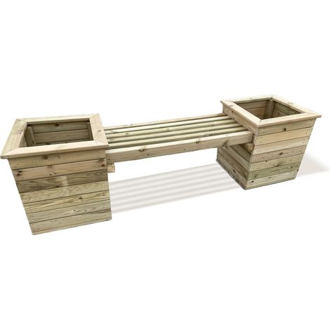 Planter Bench - Timber - L51 x W194 x H55 cm - Minimal Assembly Required