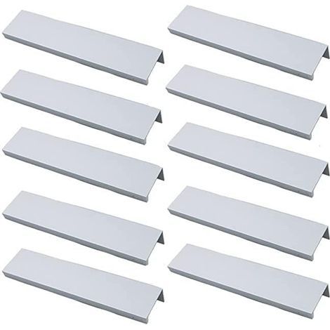 (Blanc)Lot de 10 Poignée Dorée Poignée de Meuble Dorée - Poignée Invisible Poignee de Meuble Cuisine Dorée Poignée Meuble Dorée en Alliage d'Aluminium Entraxe 160mm-Muntra (1/5)