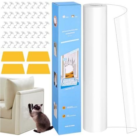 Protection Canapé Chat Anti Griffe, Film Protecteur Autocollant 800 x 40cm, Transparent Protège Canapé Griffes Chat pour s, Porte & Mur, Efficace Film Anti-Rayures pour Chats